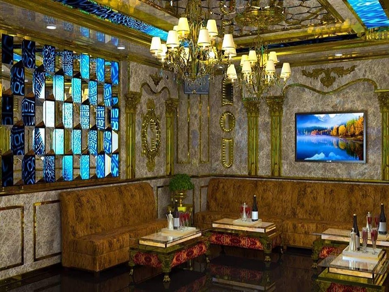 Hình ảnh thi công tấm PVC giả đá trong phòng Karaoke