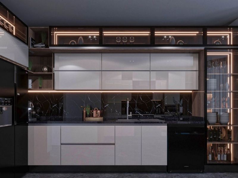 Mẫu tủ bếp nhôm phủ Acrylic Cần Thơ đa dạng phong cách